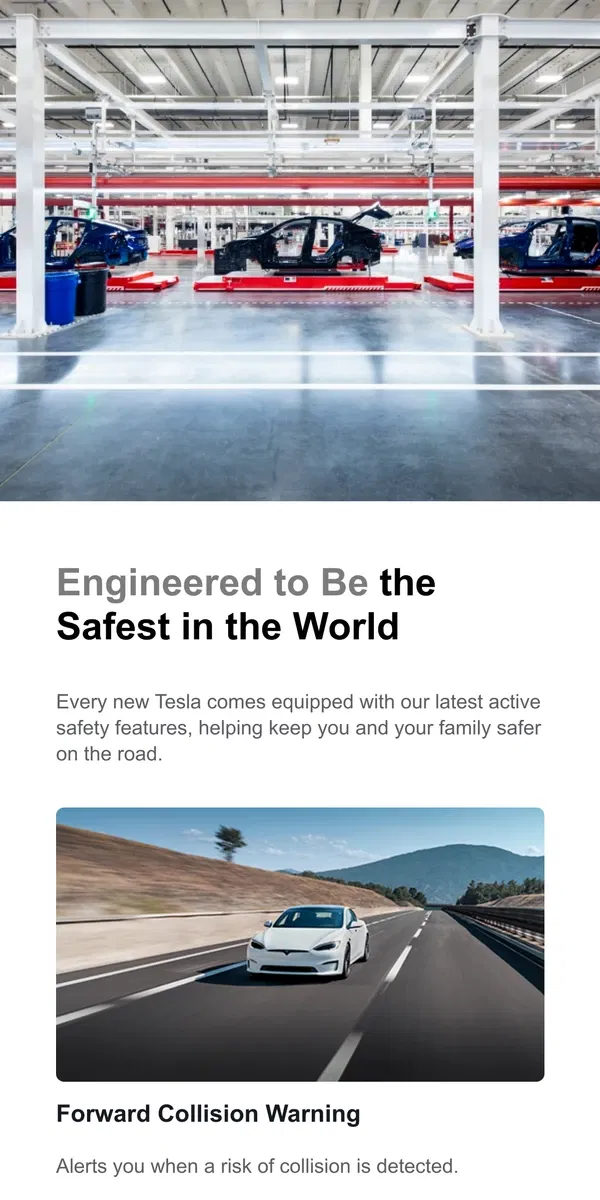 Email from Tesla. Safety Comes Standard