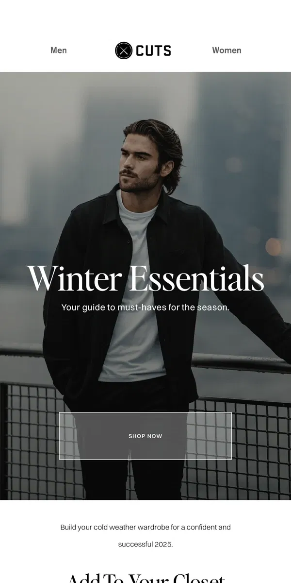 Email from Cuts. Winter Essentials