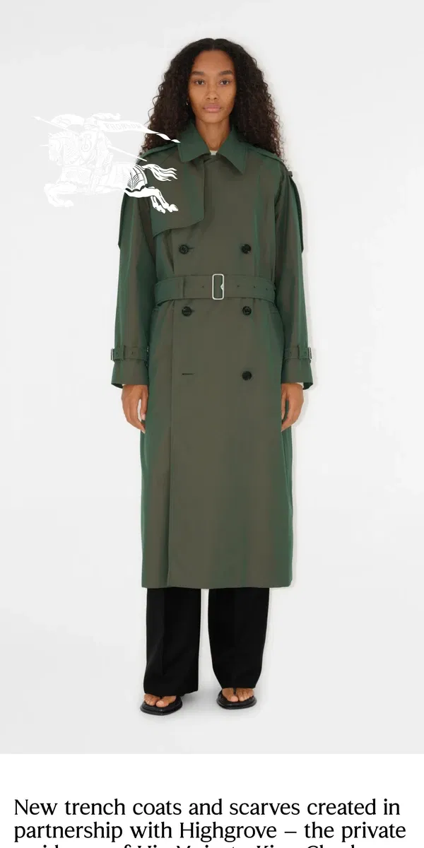 Email from Burberry. New trench coats and scarves