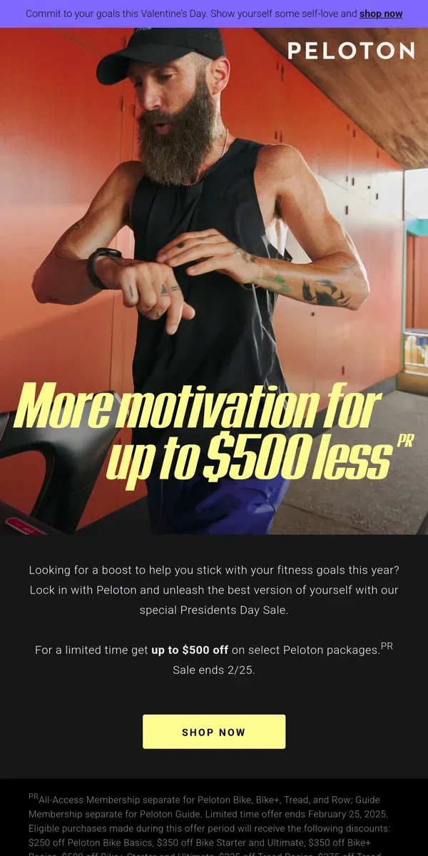 Email from Peloton. It's happening: up to $500 off