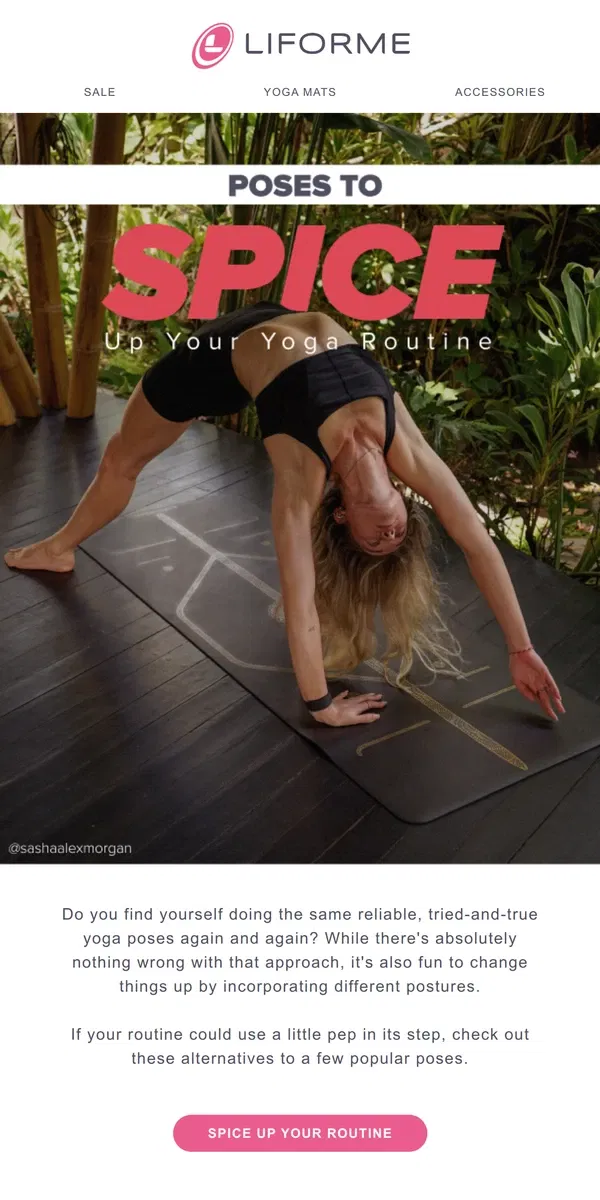 Email from Liforme. Spice up your Yoga routine 🔥