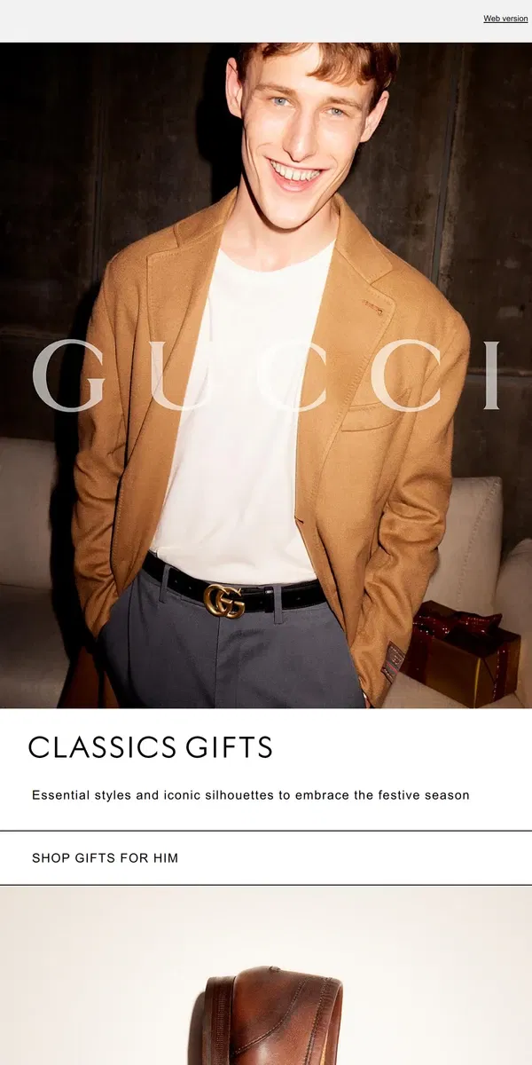 Email from GUCCI. Holiday Gifting Classics