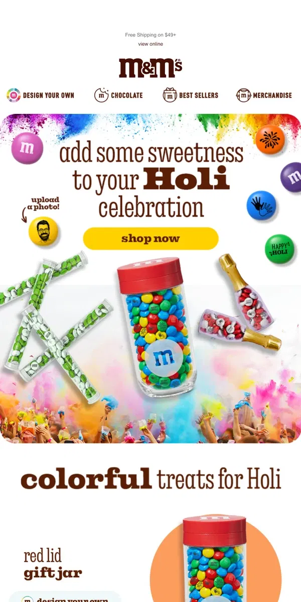 Email from M&M's. Colorful Treats for Holi