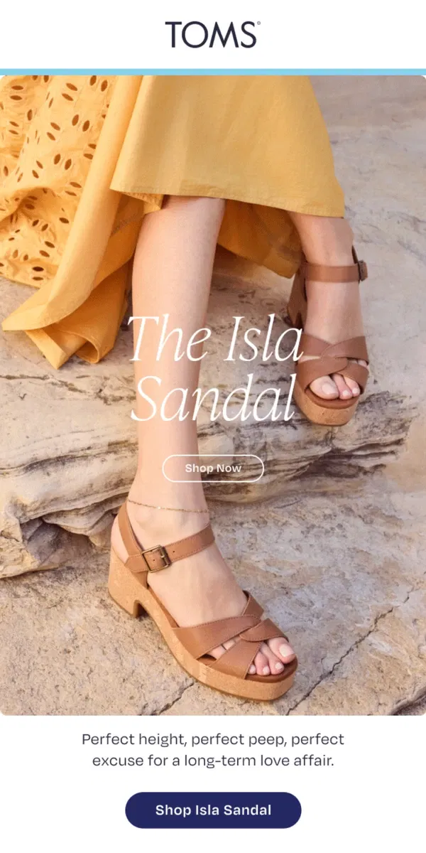 Email from TOMS. Meet Isla: Your Spring Fling That’s Here to Stay