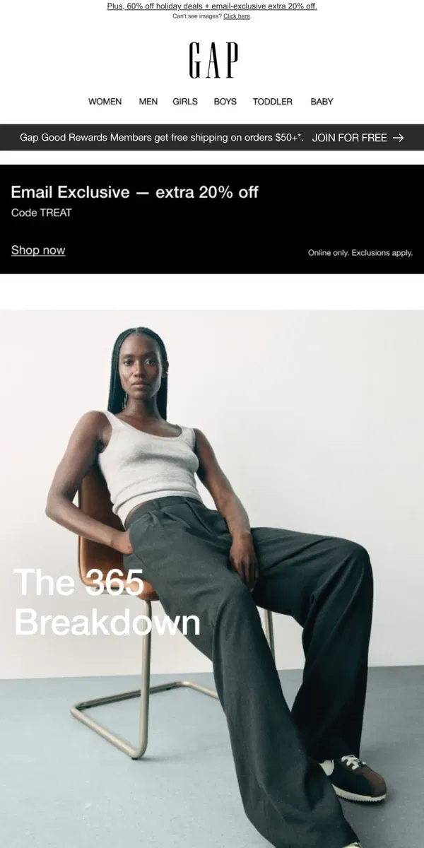 Email from GAP. The 365 Trouser. An Edit.