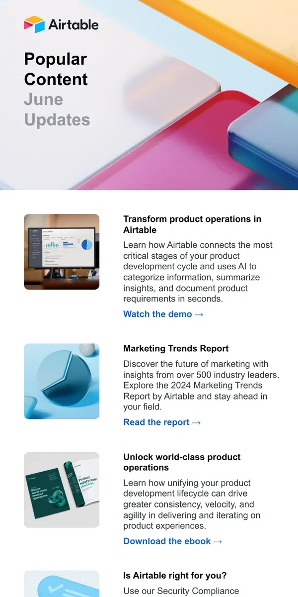 Email from Airtable. Newsletter | Transform how your business operates