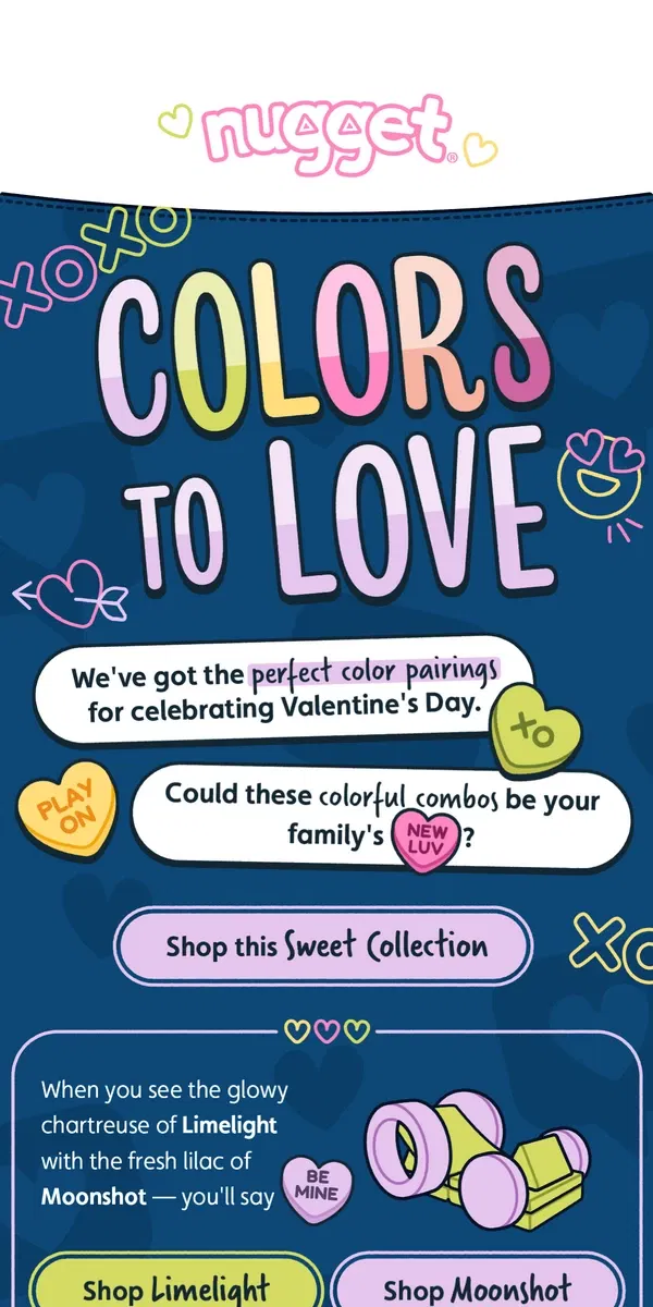 Email from Nugget. Looking for Valentine's colors?