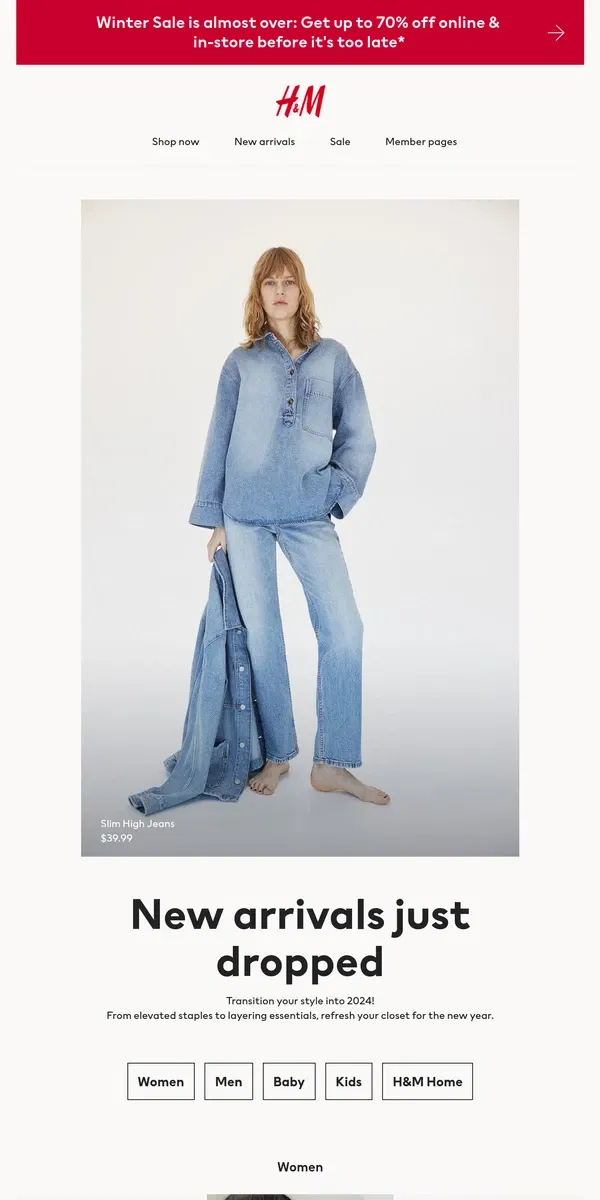 Email from H&M. New in now