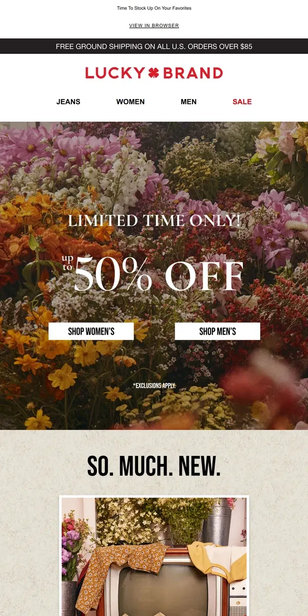 Email from Lucky Brand. Up To 50% Off Is Still Going Strong