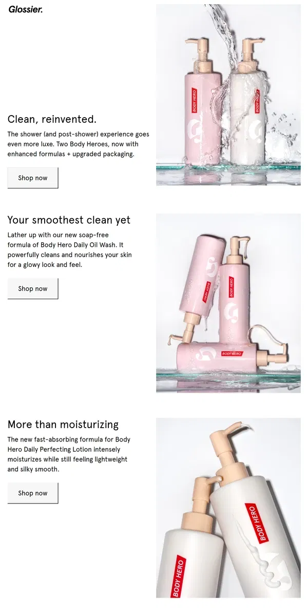 Email from Glossier. Back to save the day