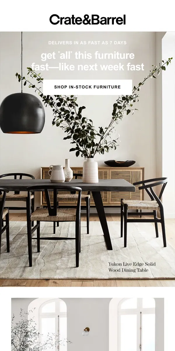 Email from Crate & Barrel. This furniture is shipping *SO* fast