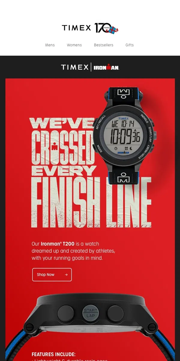 Email from Timex. New Year, New Goals 💪