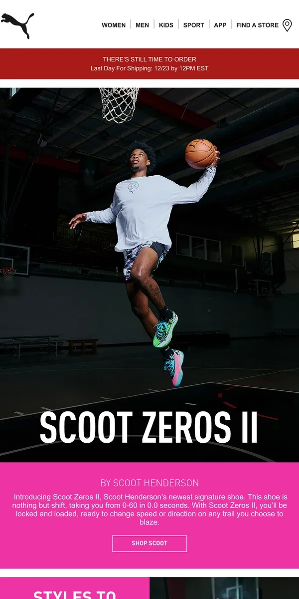 Email from Puma. Just Dropped: Scoot Zeros II 2K