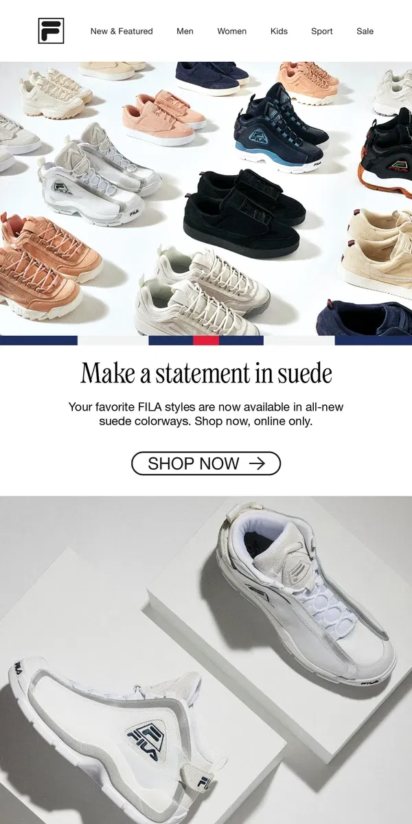 Email from FILA. New colors, same iconic FILA