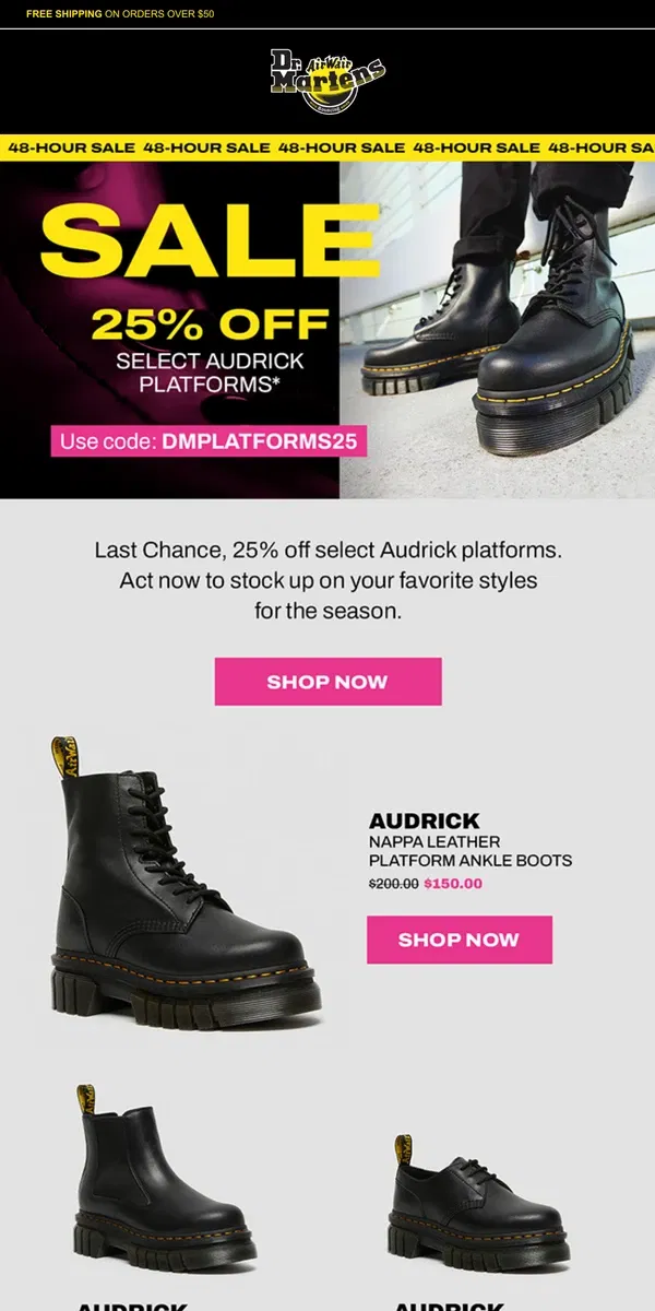 Email from Dr. Martens. ⏳ Sale ends in a few hours