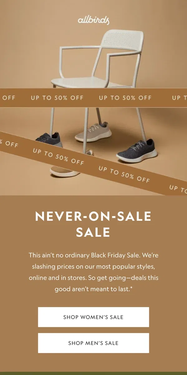 Email from Allbirds. Hey, It’s Our Black Friday Sale