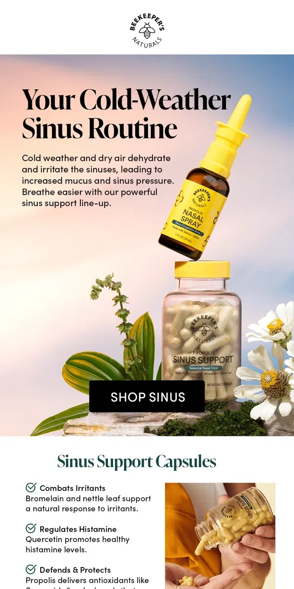 Email from Beekeeper's Naturals. Re: This Winter’s Sinus Plan