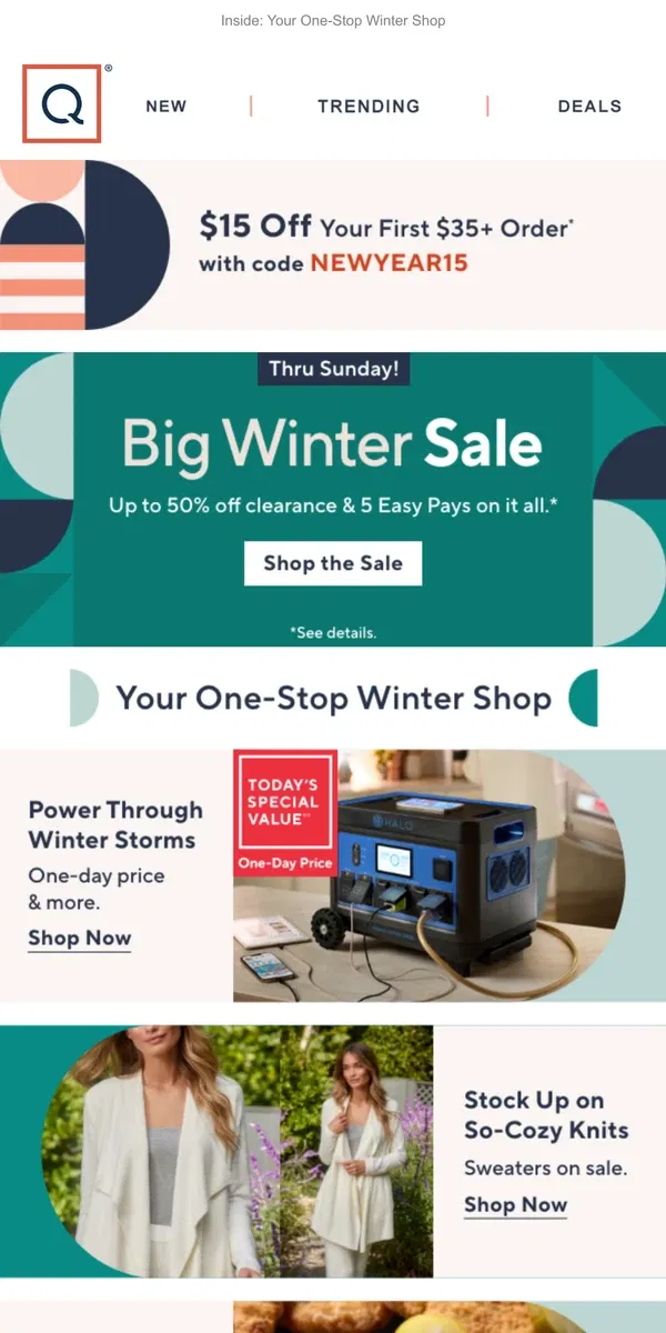 Email from QVC. Up to 50% Off & 5 Easy Pays