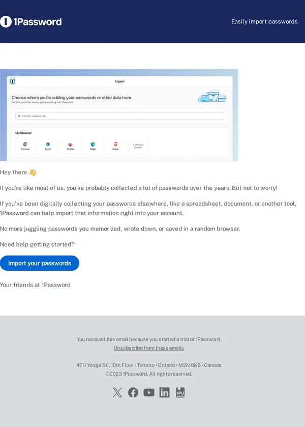 Email from 1Password. All your passwords in one safe place 🔒