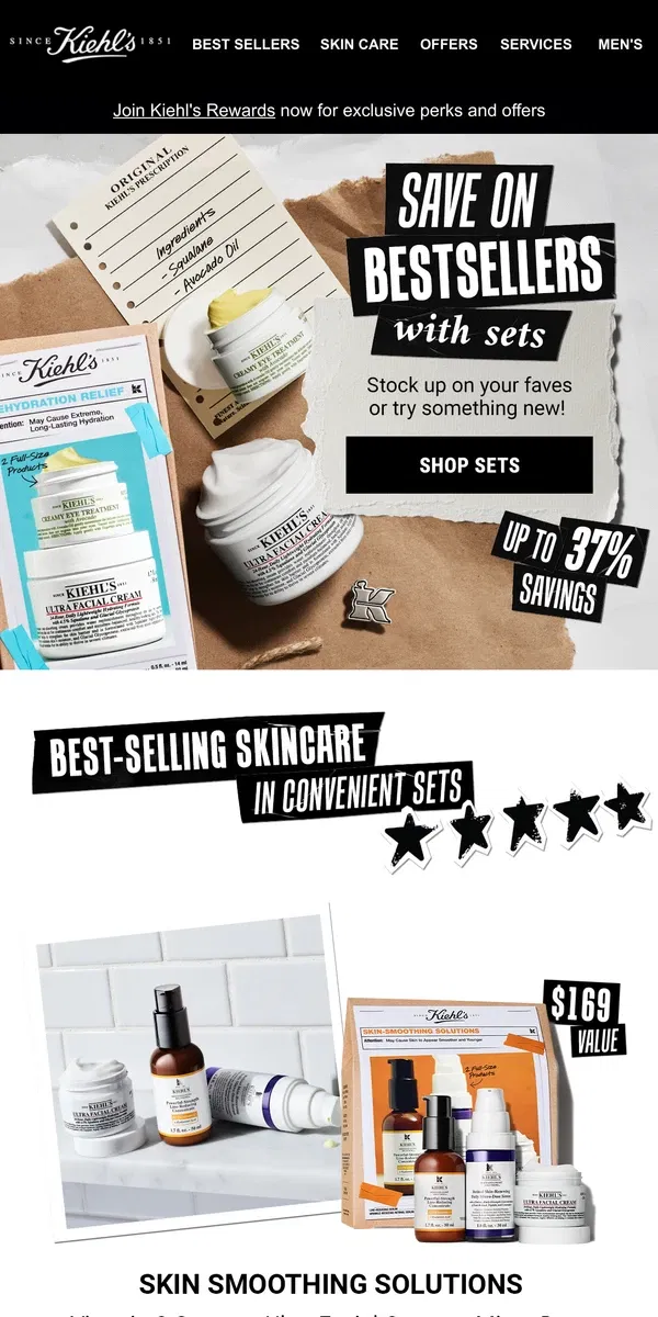 Email from Kiehl's. PSA: Save On Bestsellers With Value Sets!