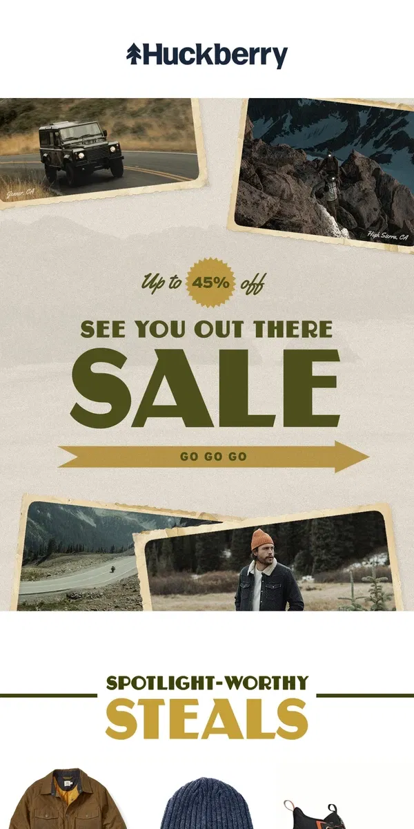 Email from Huckberry. GO, GO, GO