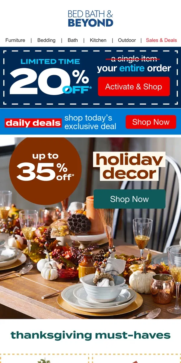 Email from Bed Bath & Beyond. Get Ready, Get Set, DECORATE ✨