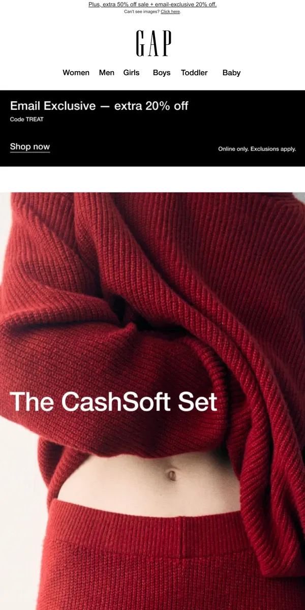 Email from GAP. The softest-knit set up