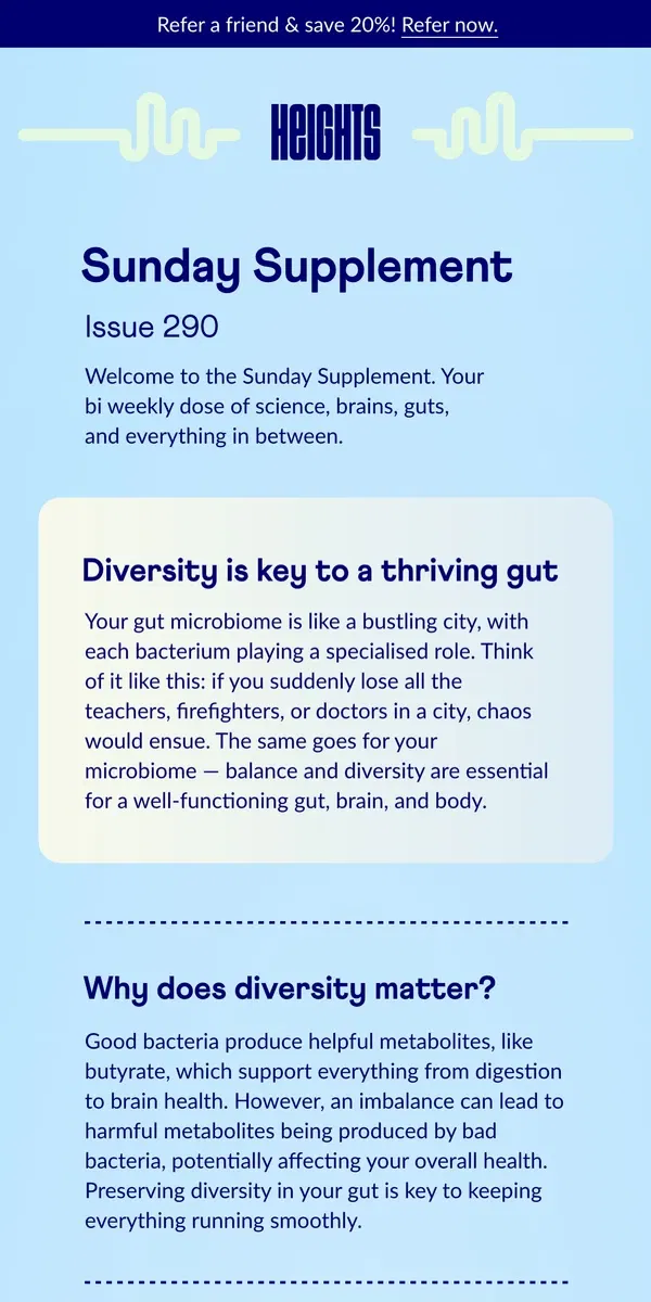 Email from Heights. How to build a thriving microbiome