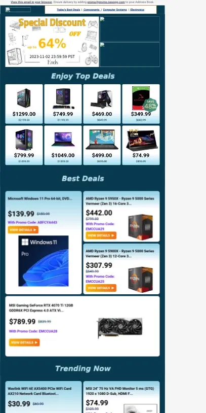 Email from Newegg. 💥 $349.99 Only! Seagate IronWolf Pro 20TB NAS HDD Deal! 🚀