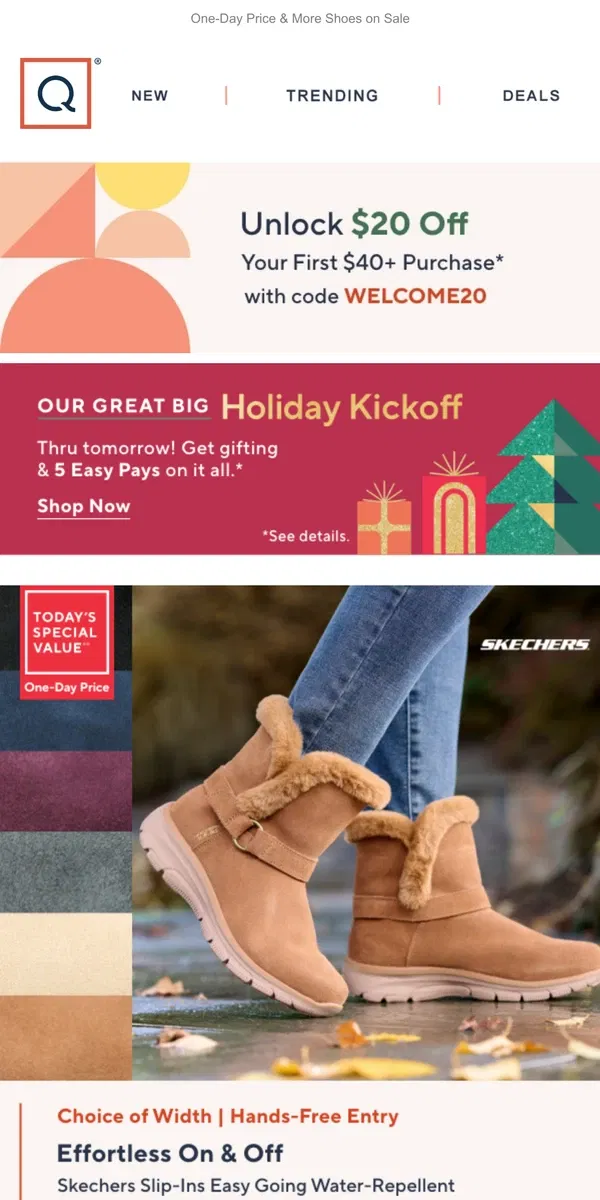 Email from QVC. Hands-Free! Skechers Slip-Ins Boots