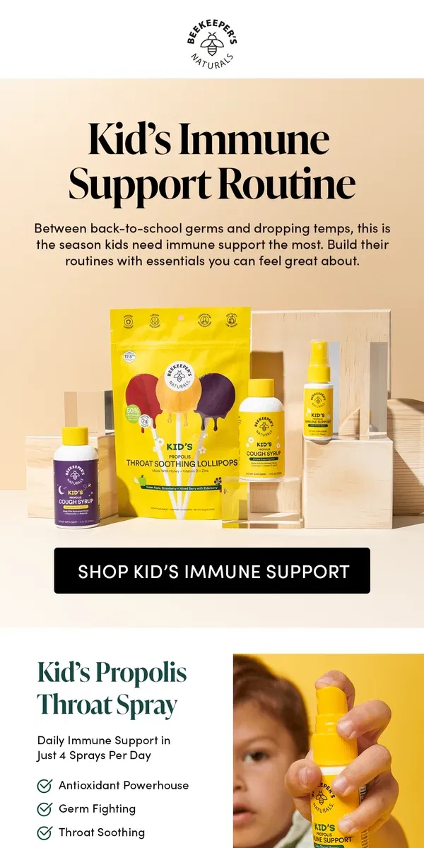 Email from Beekeeper's Naturals. Tis the Season for Immune Support🛡️