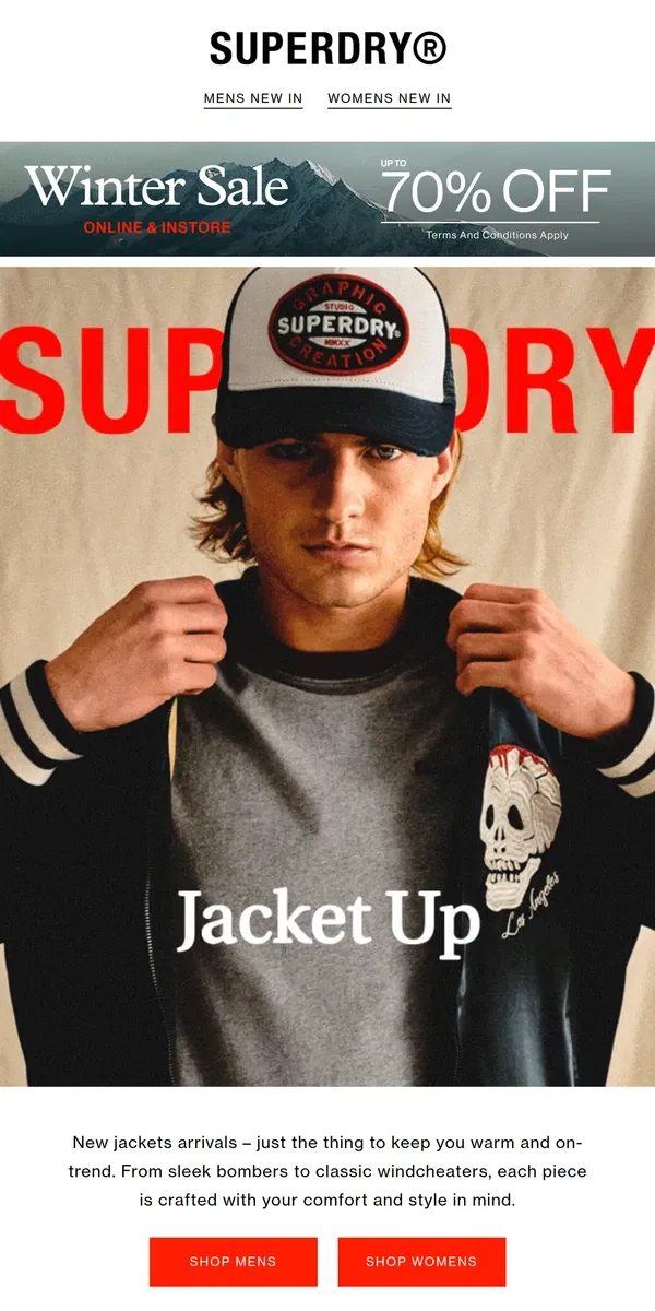 Email from Superdry. Upgrade Your Outerwear