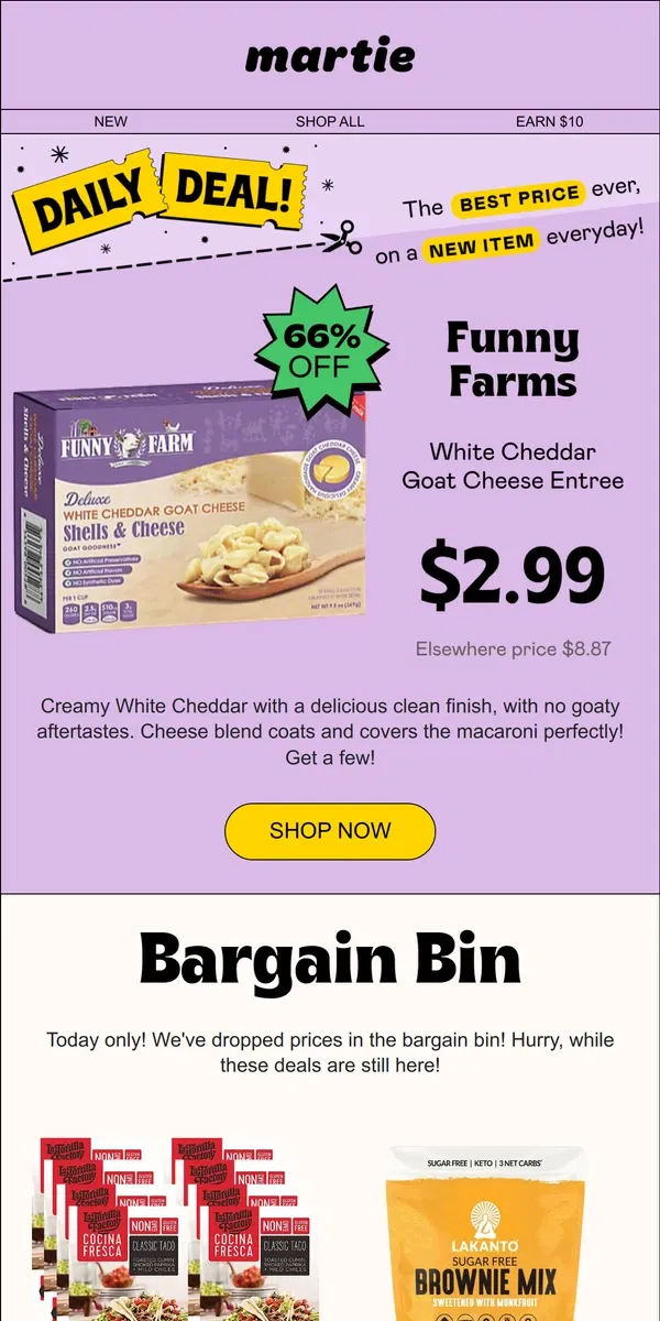 Email from Martie. 🚨 Up to 82% OFF 🚨 in the Bargain Bin! Today Only!