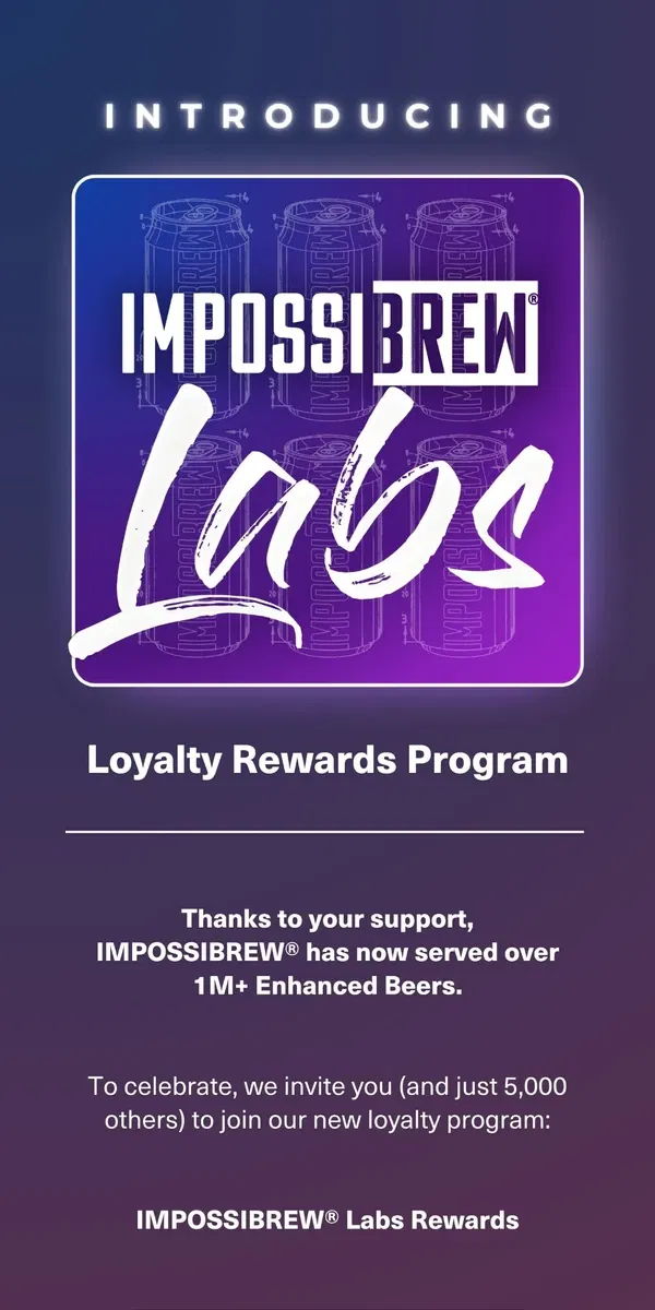 Email from IMPOSSIBREW. Congratulations, you're one of 5,000 Beta testers