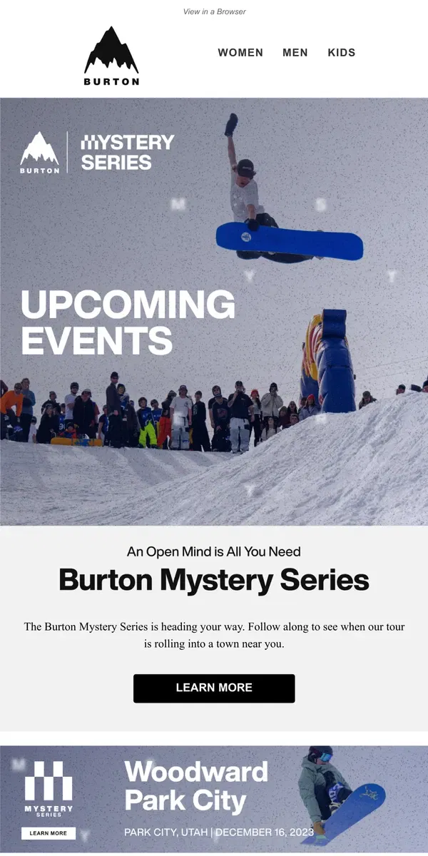 Email from Burton. Join Us for the Burton Mystery Series