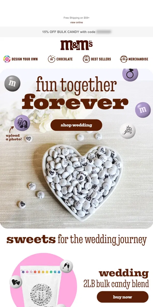 Email from M&M's. Celebrate Your Love with M&M'S!