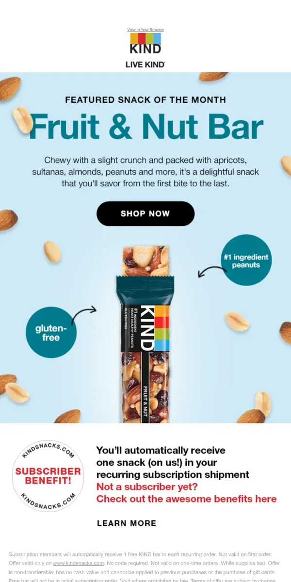 Email from KIND. The March snack of the month is...