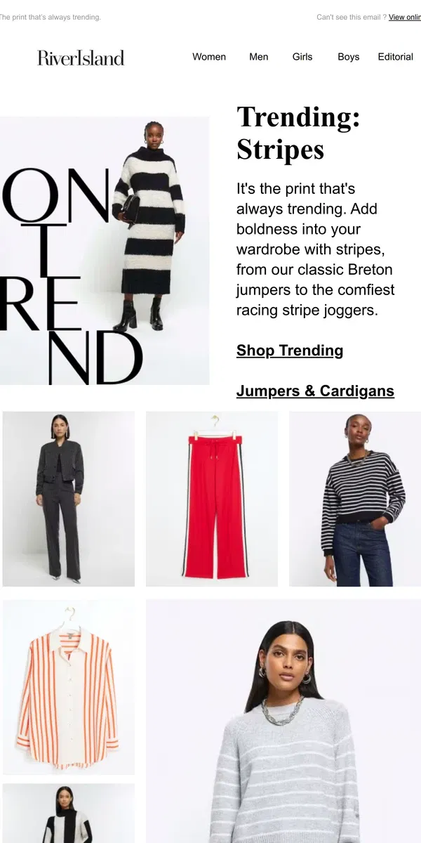 Email from River Island. The Stripe Edit 🦓