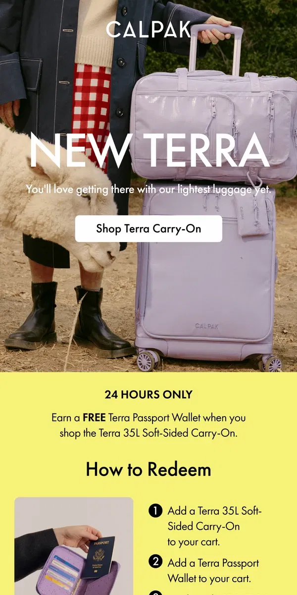 Email from CALPAK. NEW Terra: All Terrain, All for YOU 🌄