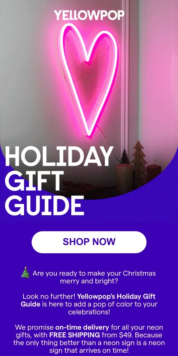 Email from Yellowpop. ✨Unwrap the Wow: A Neon-tastic Holiday Gift Guide! 🎁