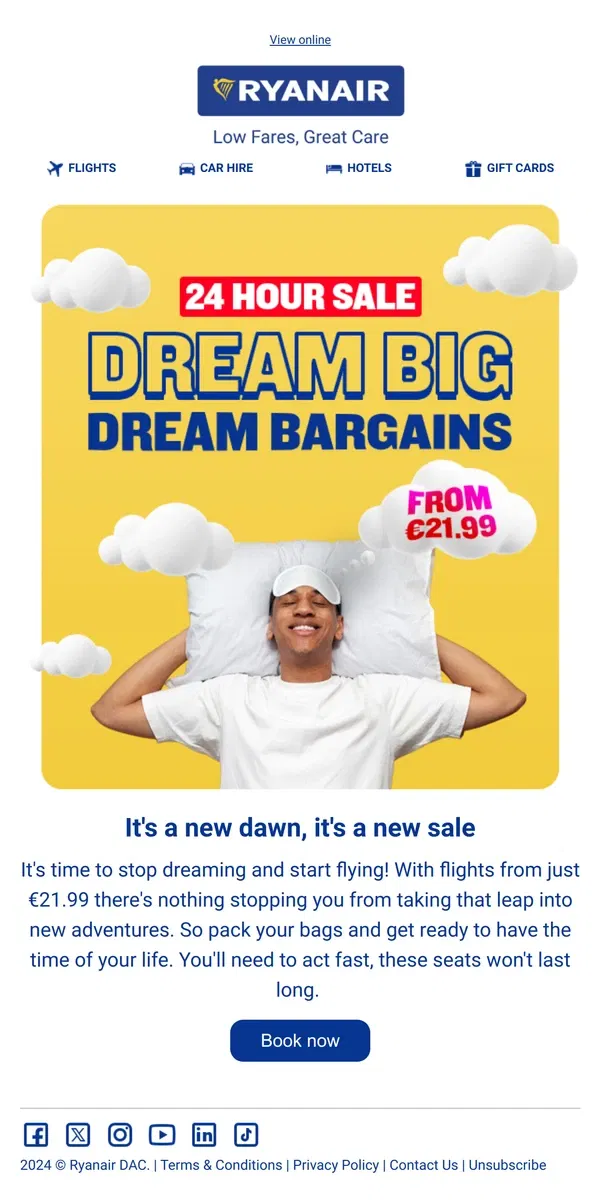 Email from Ryanair. Make your dreams come true! 🌟