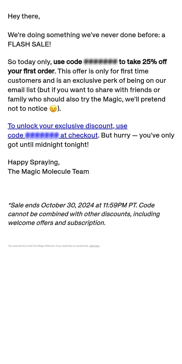 Email from Magic Molecule. 🚨 FLASH SALE: 25% off 🚨