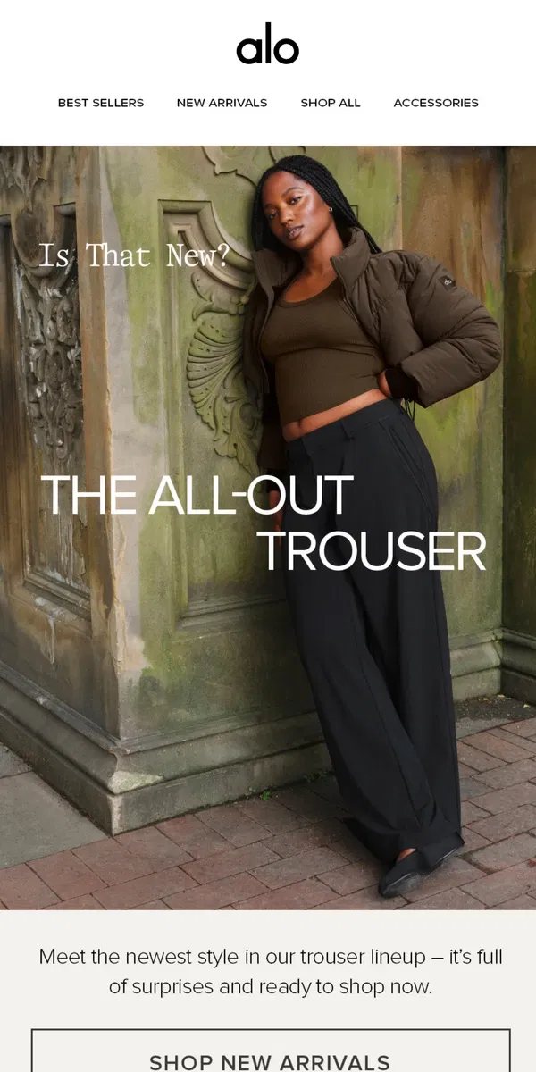 Email from Alo Yoga. Our latest trouser drop