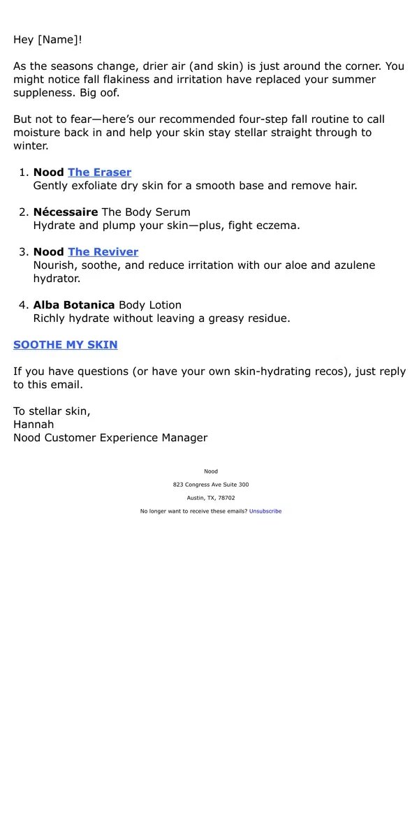 Email from Nood. Your Fall Skincare Routine, Inside 💌