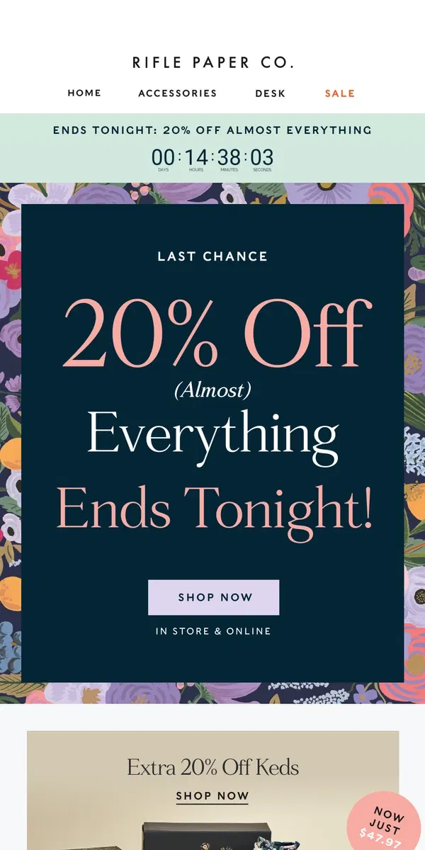 Email from Rifle Paper Co.. 💫LAST CHANCE 💫 20% Off Almost Everything