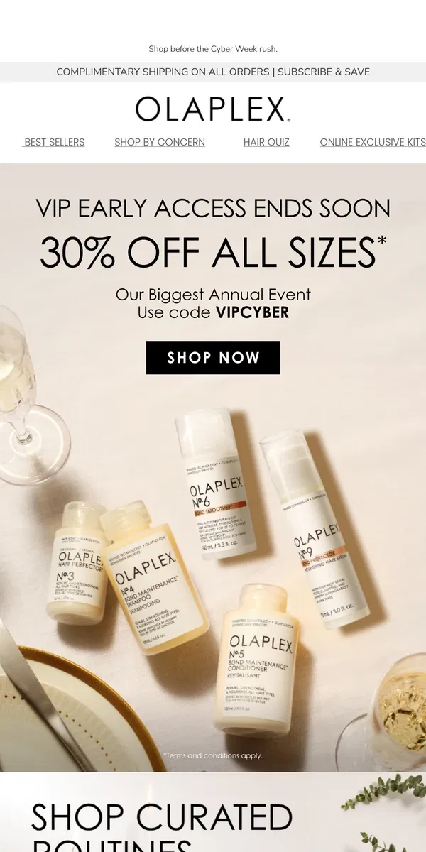 Email from OLAPLEX. Don’t Miss Early Access To 30% Off