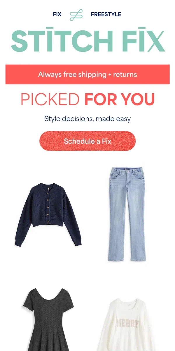 Email from Stitch Fix. Wow-worthy looks, on demand