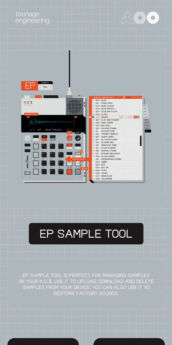 Email from teenage engineering. EP sample tool