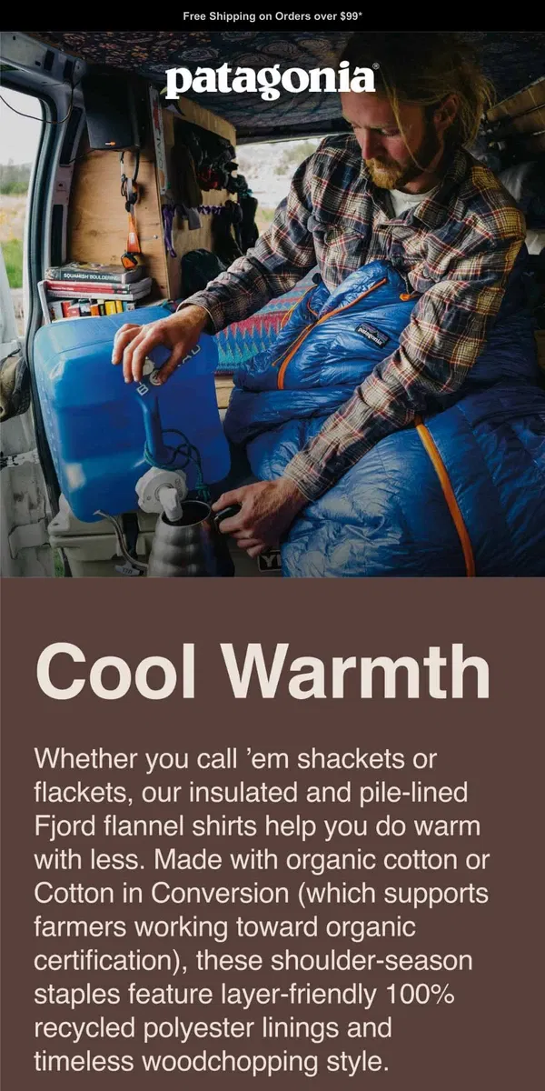 Email from Patagonia. Shoulder-season shirt jackets