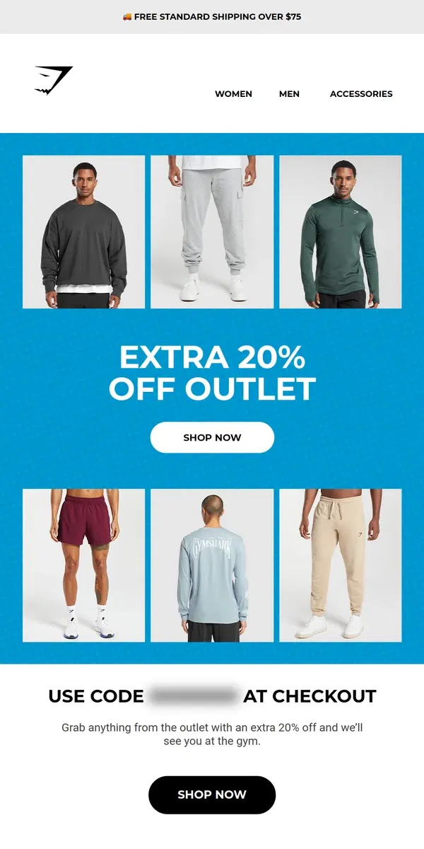 Email from Gymshark. If you want an extra 20% off outlet items